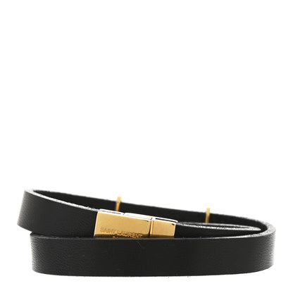 Saint Laurent Calfskin Opyum Double Wrap Bracelet Black 3 of 5