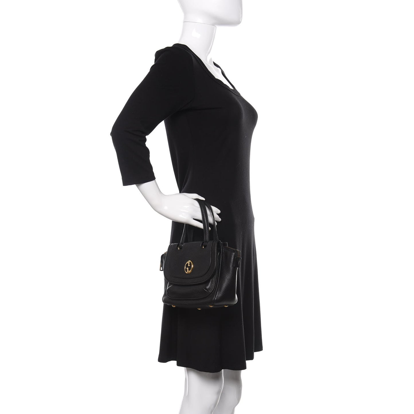 Pebbled Calfskin Small 1973 Top Handle Satchel Black