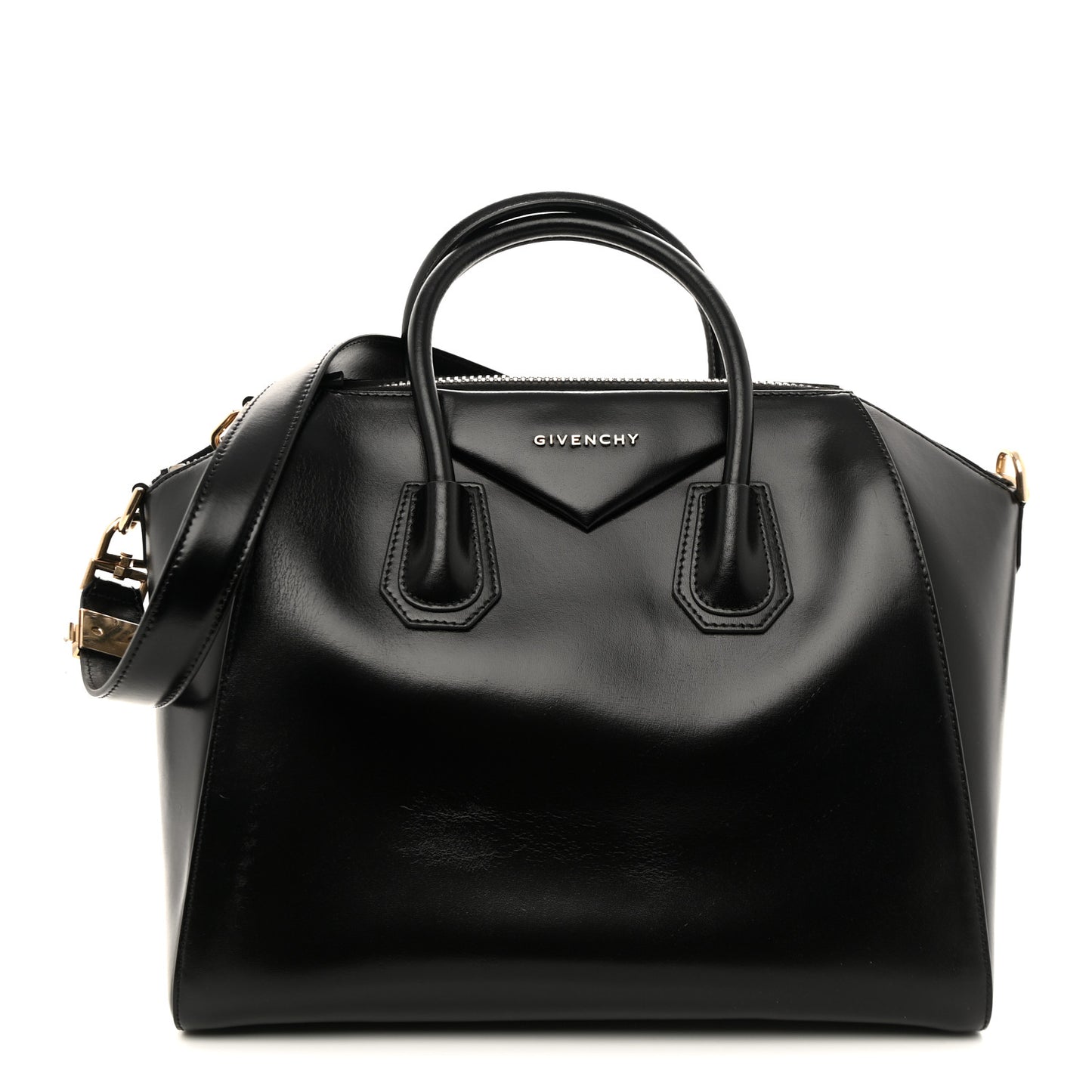 Shiny Lord Calfskin Medium Antigona Black