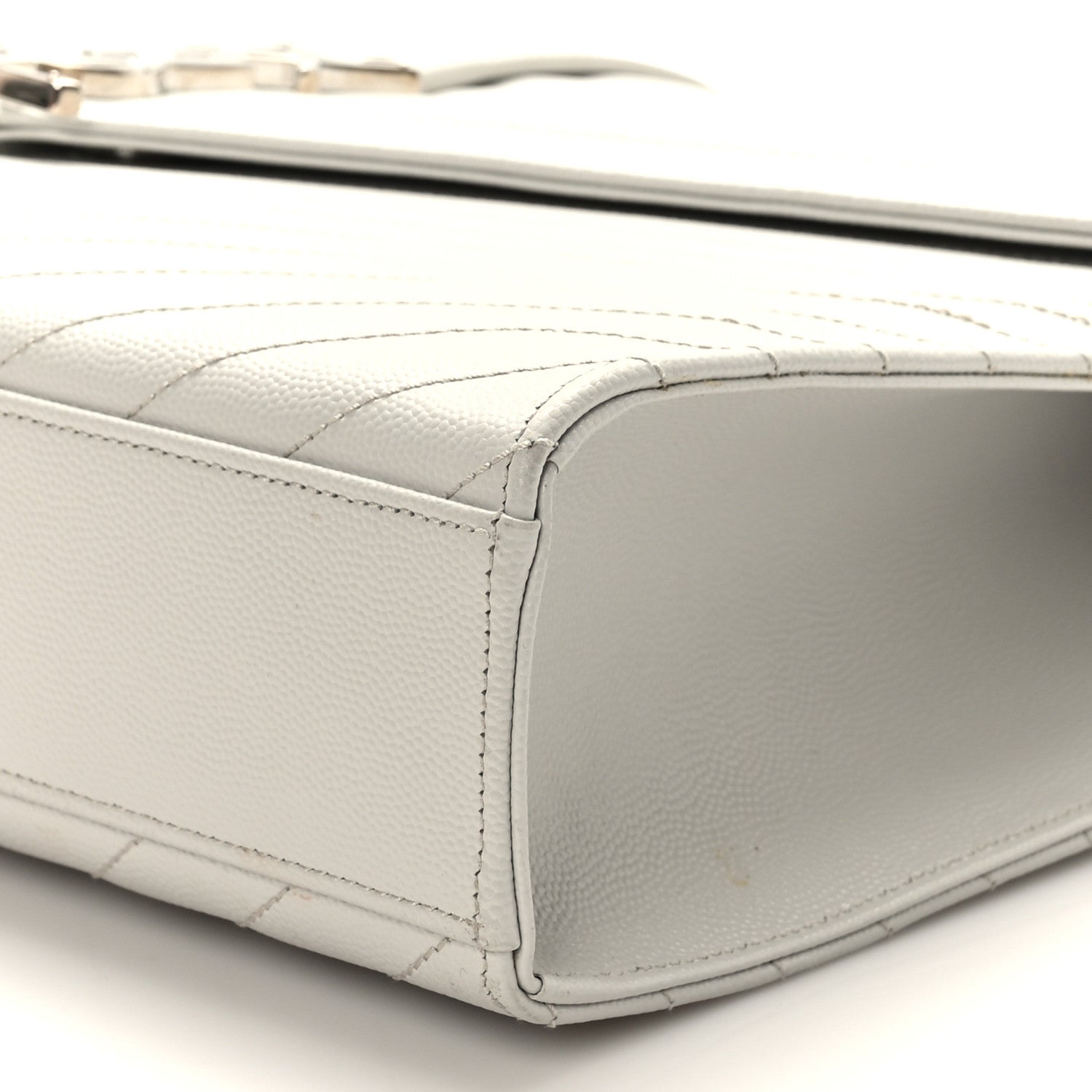 Saint Laurent Grain De Poudre Matelasse Chevron Large Monogram Satchel Gris Perle 9 of 10