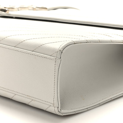 Saint Laurent Grain De Poudre Matelasse Chevron Large Monogram Satchel Gris Perle 9 of 10