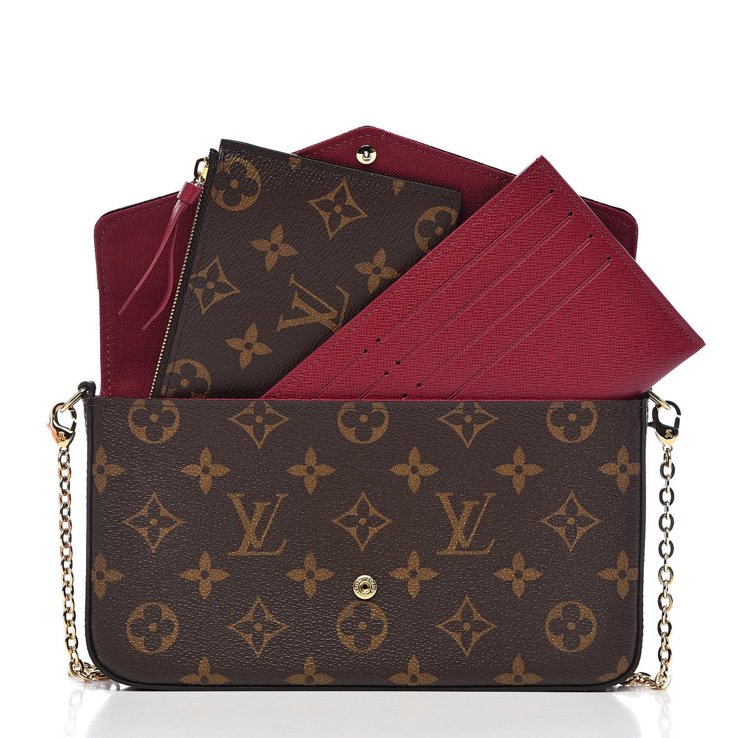 Monogram Pochette Felicie Chain Wallet Fuchsia