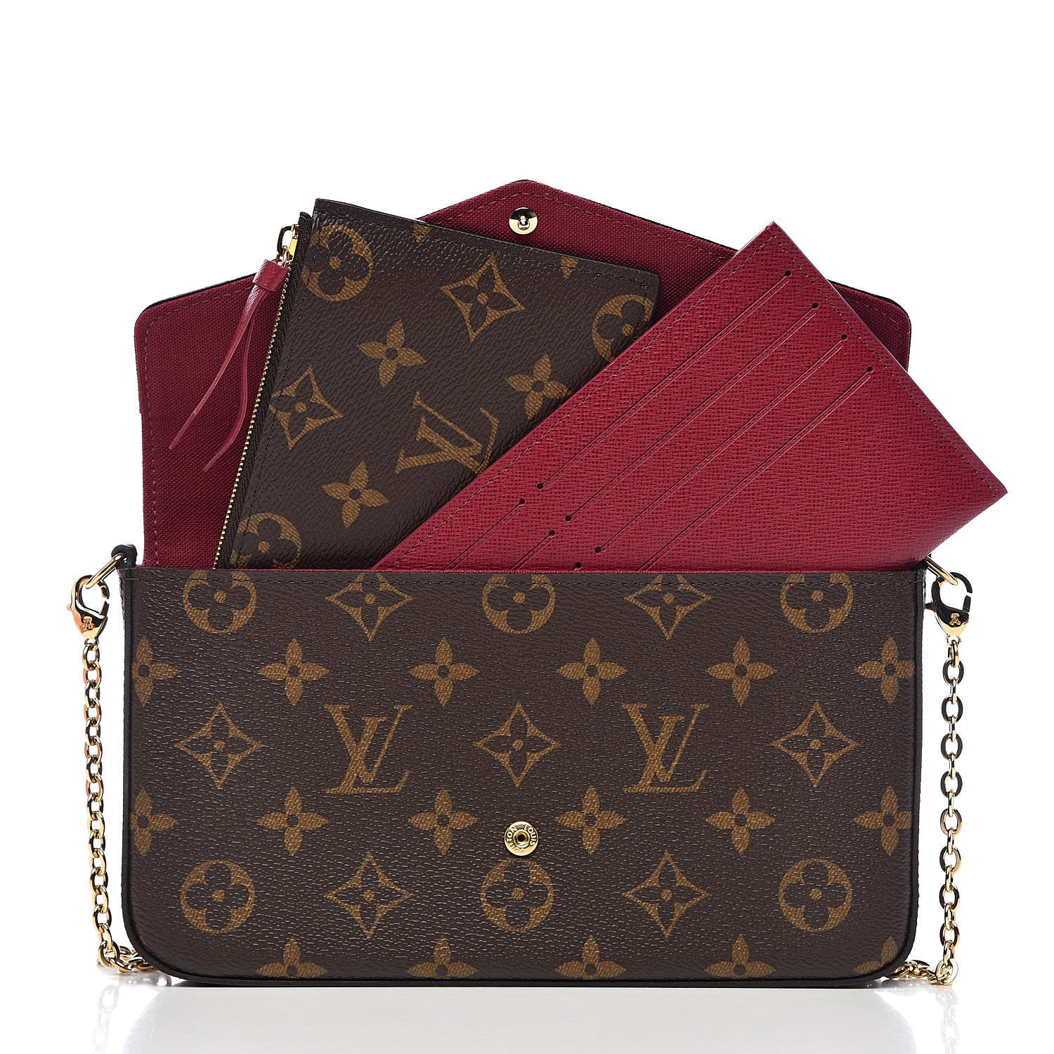 Louis Vuitton Monogram Pochette Felicie Chain Wallet Fuchsia 9 of 13