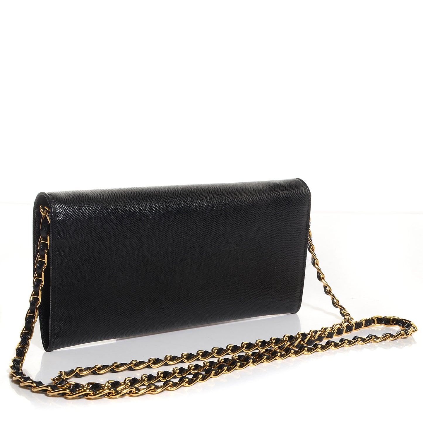 Saffiano Metal Oro Chain Wallet Nero Black
