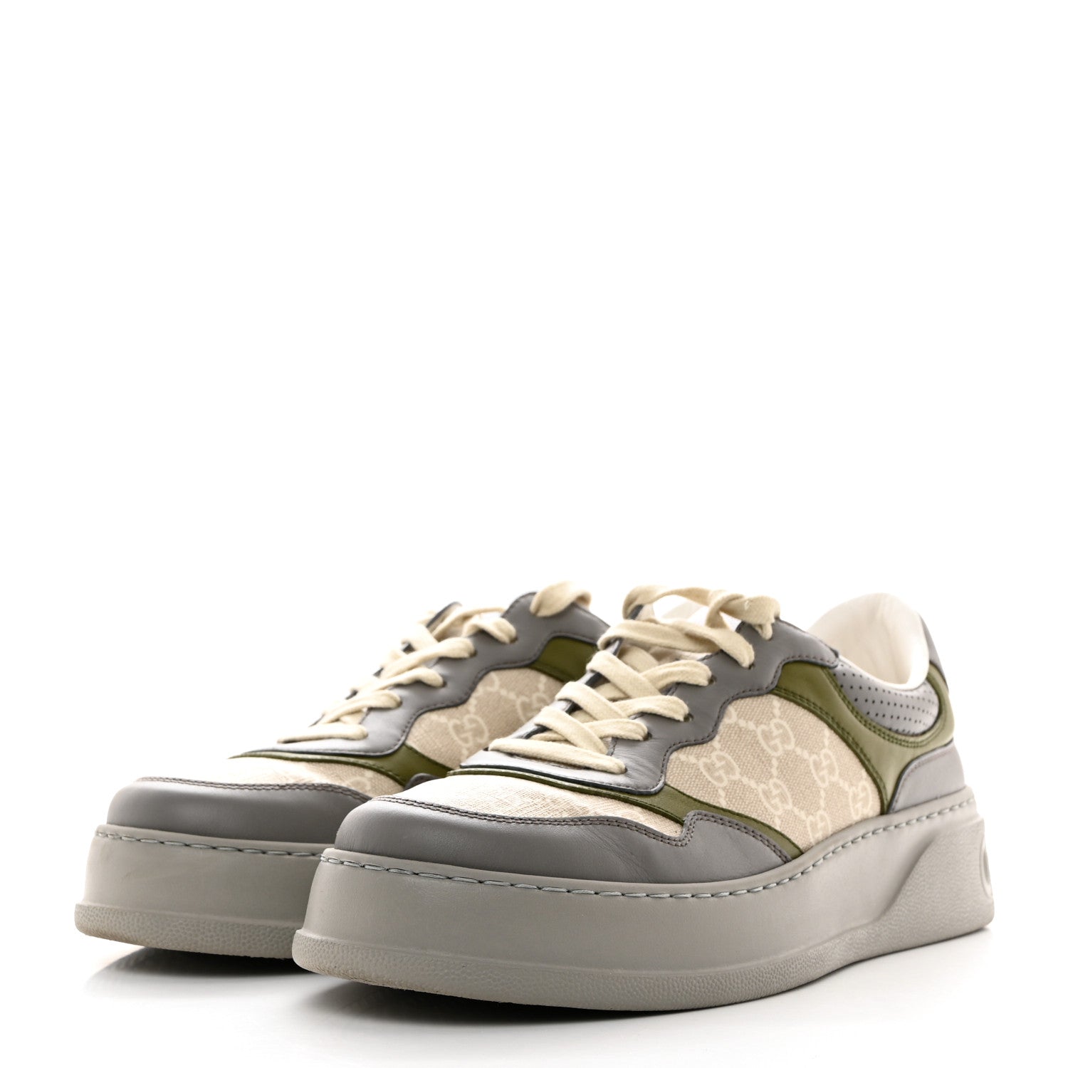 Gucci GG Supreme Mens Platform Sneaker 9 Grey Beige 3 of 8