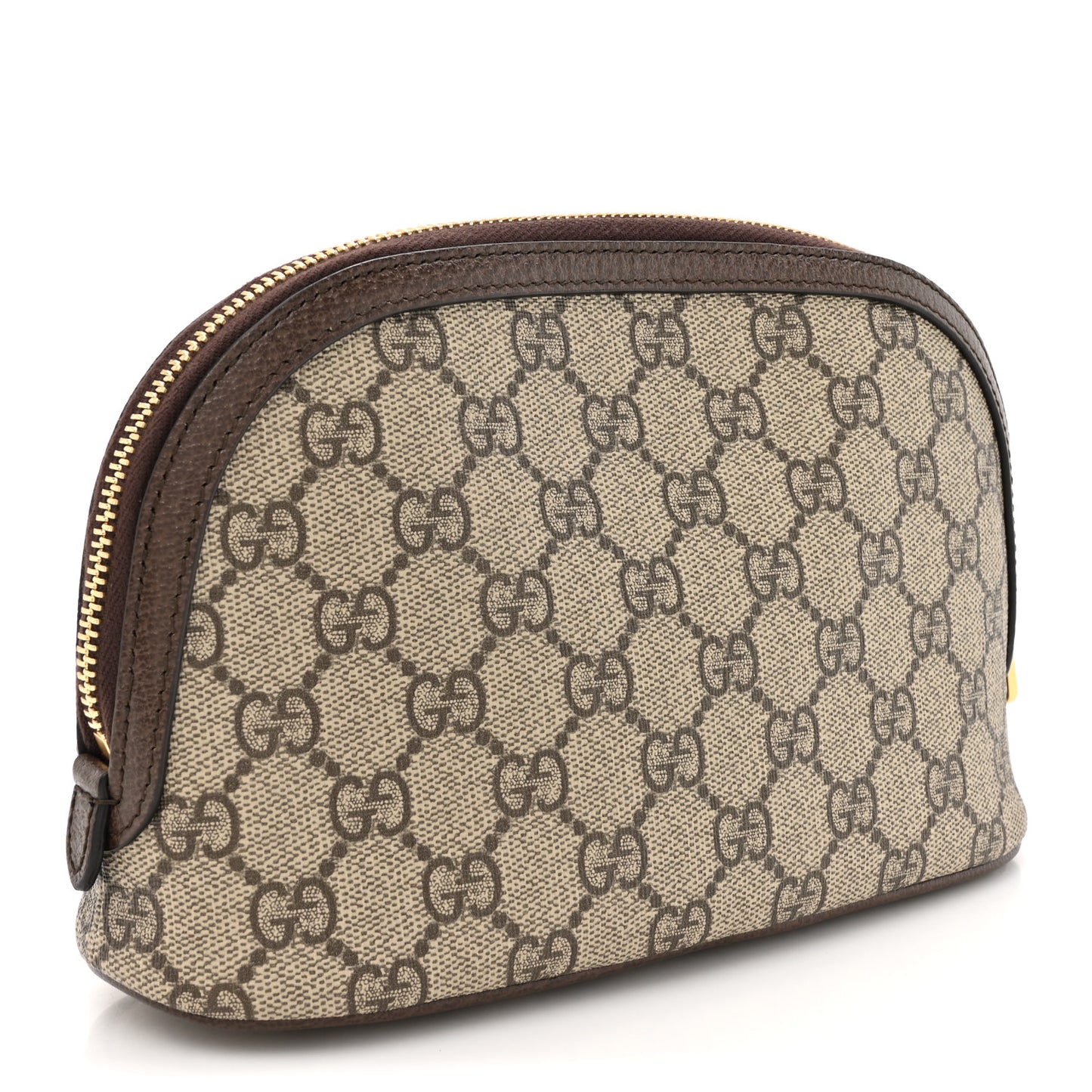 GG Supreme Monogram Textured Calfskin Web Large Ophidia Cosmetic Case Beige Ebony New Acero