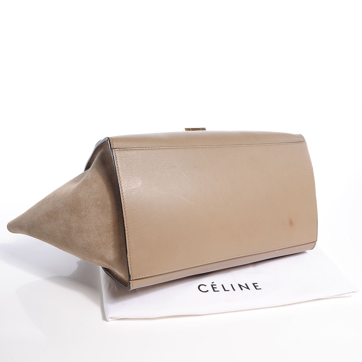 Celine Calfskin Suede Whipsnake Medium Trapeze Black Dune 4 of 9