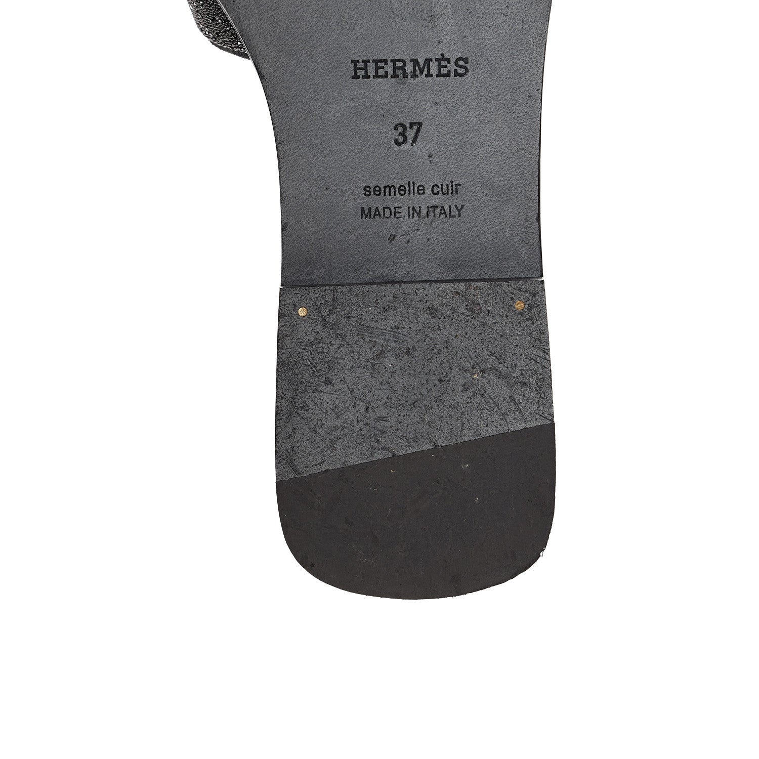 Hermes Suede Goatskin Crystal Powder Oran Sandals 37 Black 9 of 12