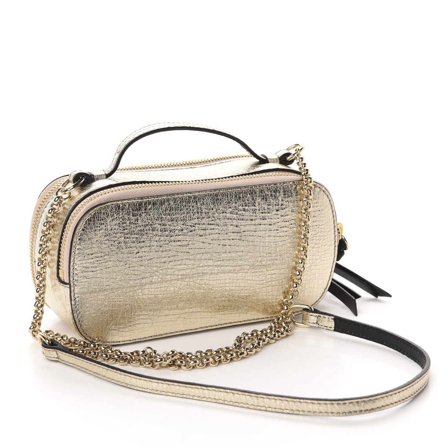 Metallic Calfskin Lambskin Mini C Vanity Bag Gold