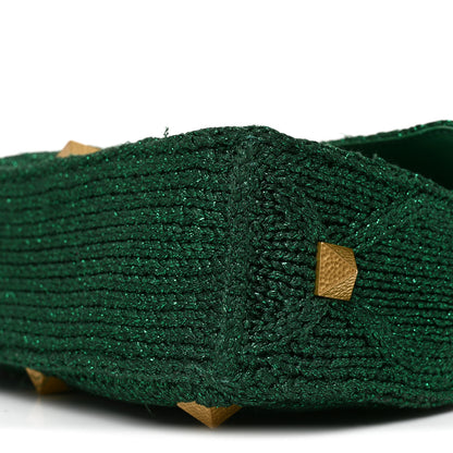 Valentino Garavani Metallic Woven Lurex Large Roman Stud Shoulder Bag Jungle 9 of 10