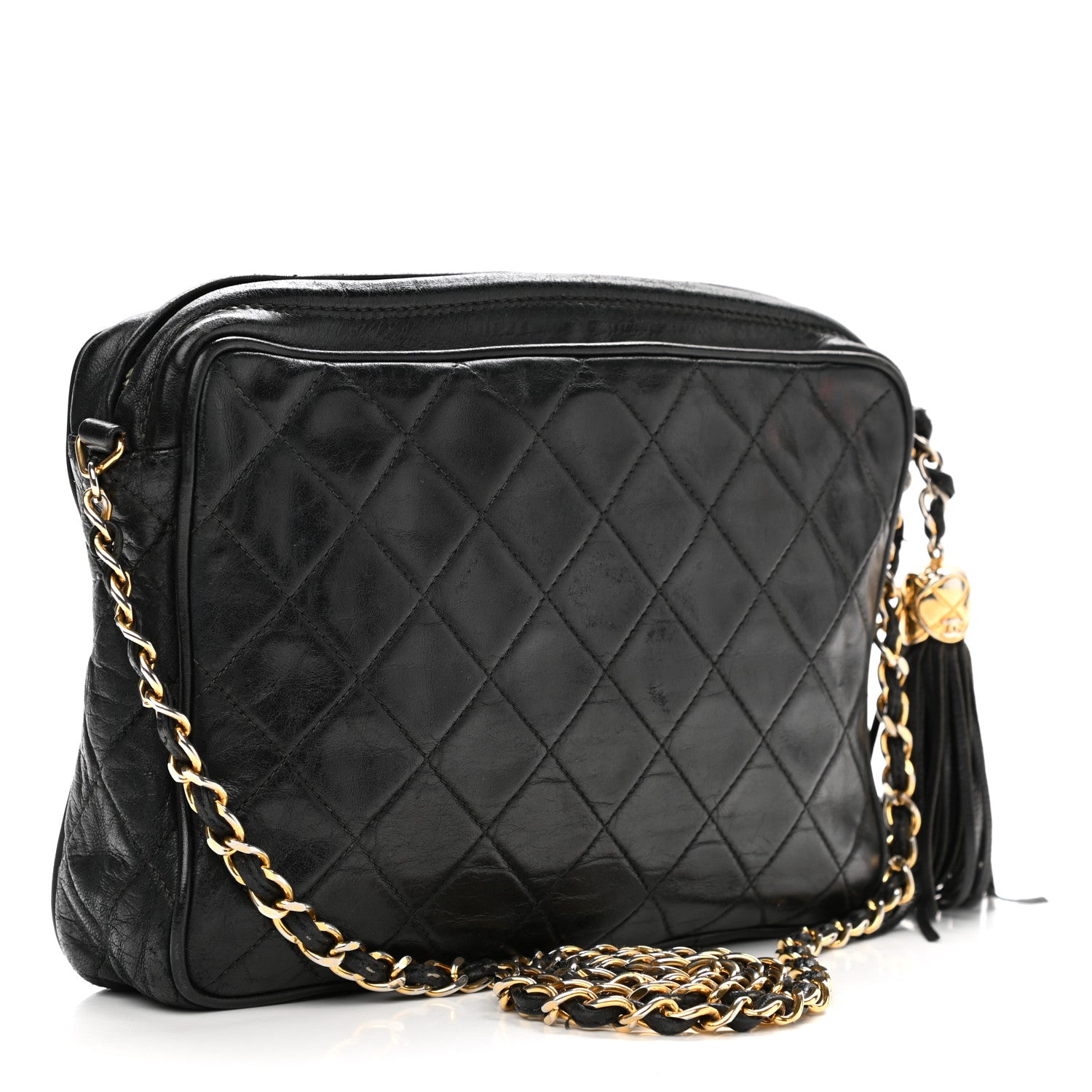 Chanel Lambskin Quilted CC Tassel Camera Case Black 3 of 19