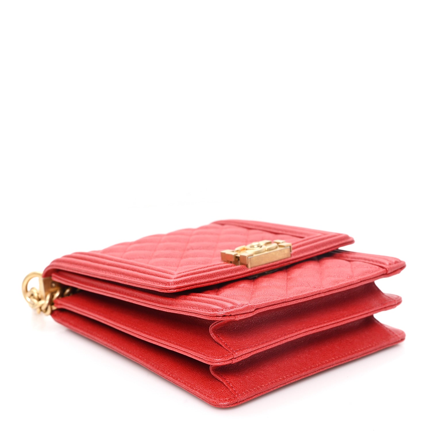 Chanel Caviar Quilted North South Boy Flap Red 4 of 10