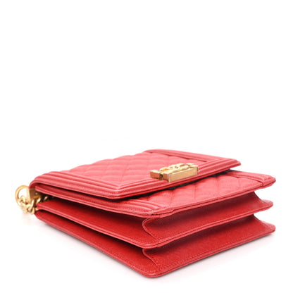 Chanel Caviar Quilted North South Boy Flap Red 4 of 10
