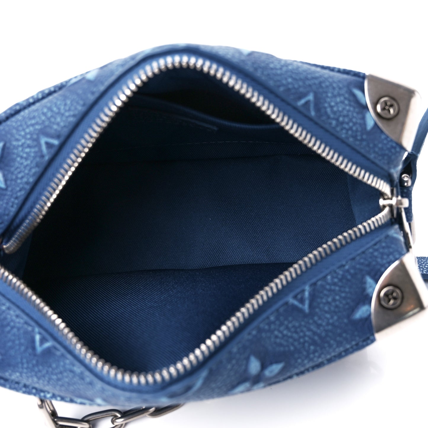 Cowhide Monogram Mini Soft Trunk Denim Blue