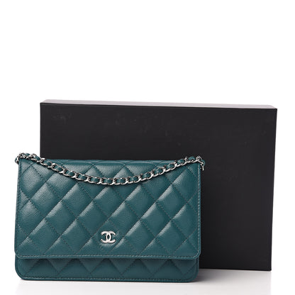 Chanel Caviar Quilted Wallet On Chain WOC Dark Turquoise 11 of 11