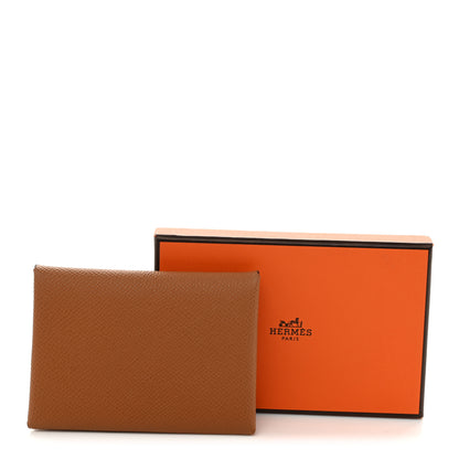 Hermes Epsom Calvi Duo Card Case Gold 8 of 8