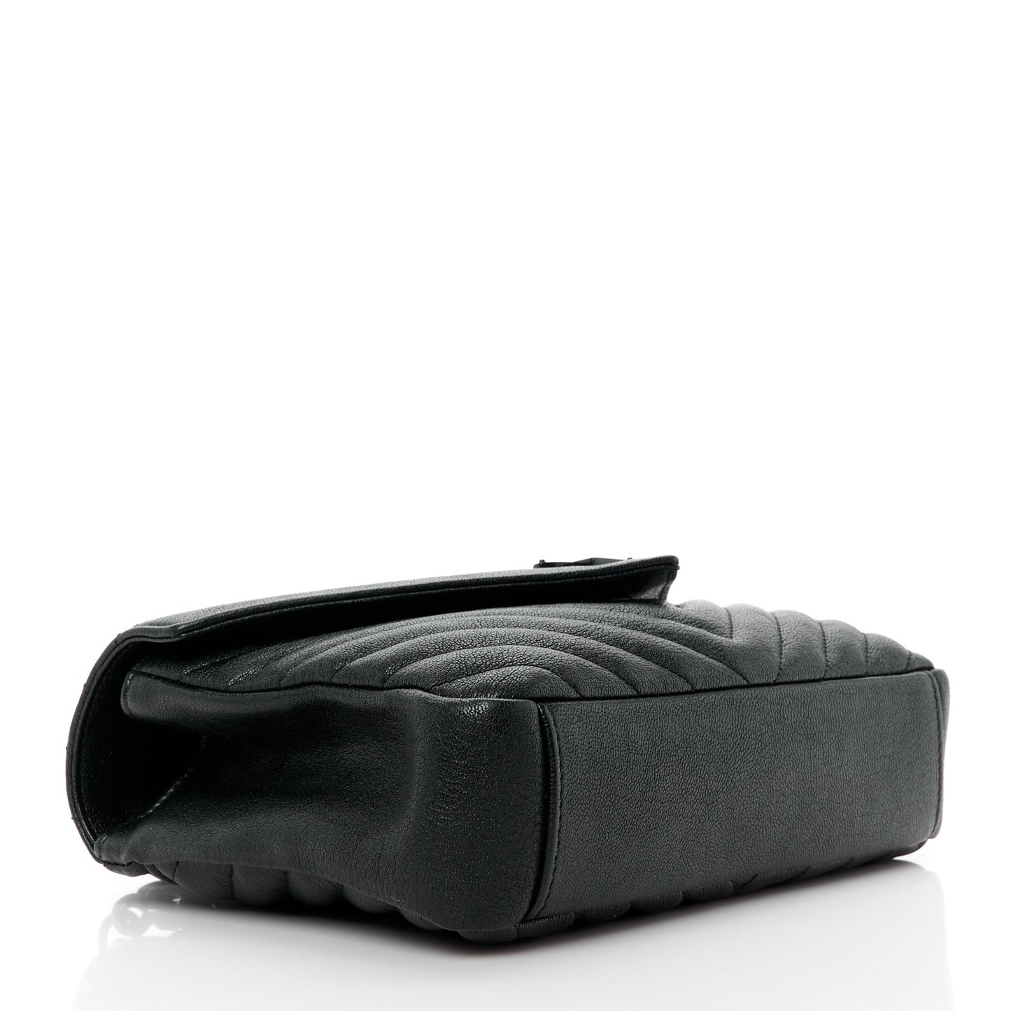 Sheepskin Matelasse Chevron Monogram Monochrome Medium College Bag Black