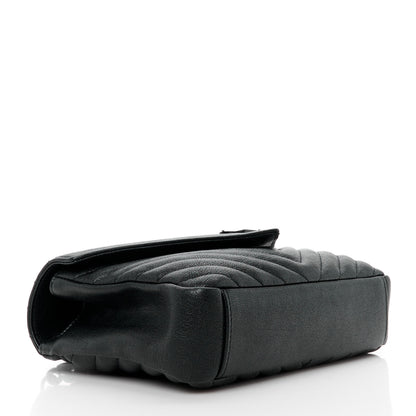 Saint Laurent Sheepskin Matelasse Chevron Monogram Monochrome Medium College Bag Black 4 of 11