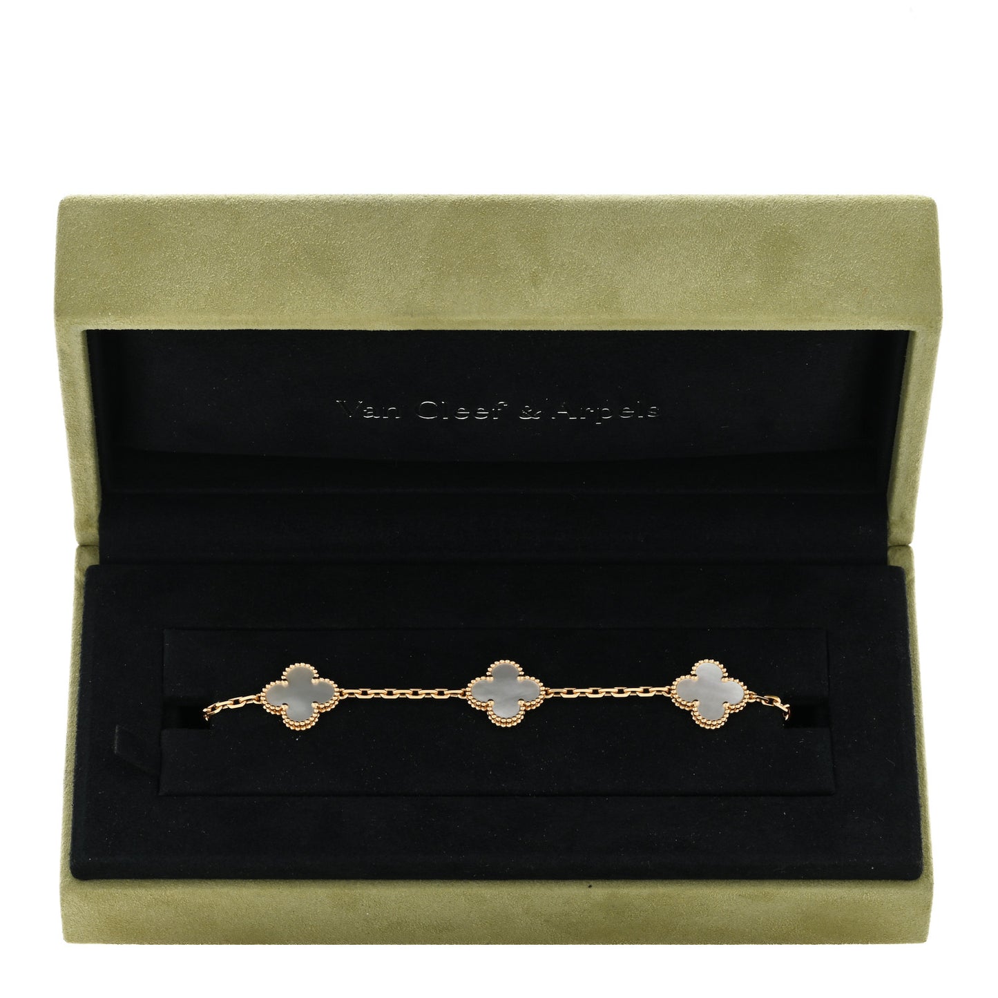 18K Yellow Gold Mother of Pearl 5 Motifs Vintage Alhambra Bracelet