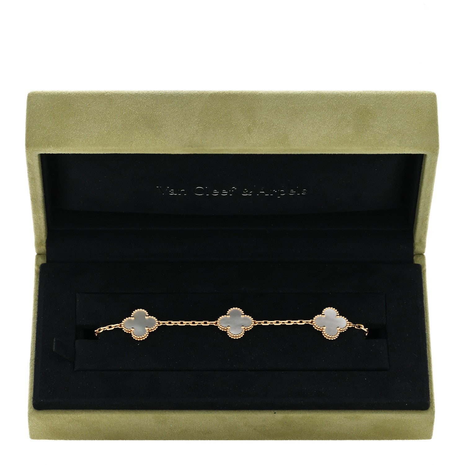 Van Cleef & Arpels 18K Yellow Gold Mother of Pearl 5 Motifs Vintage Alhambra Bracelet 4 of 4