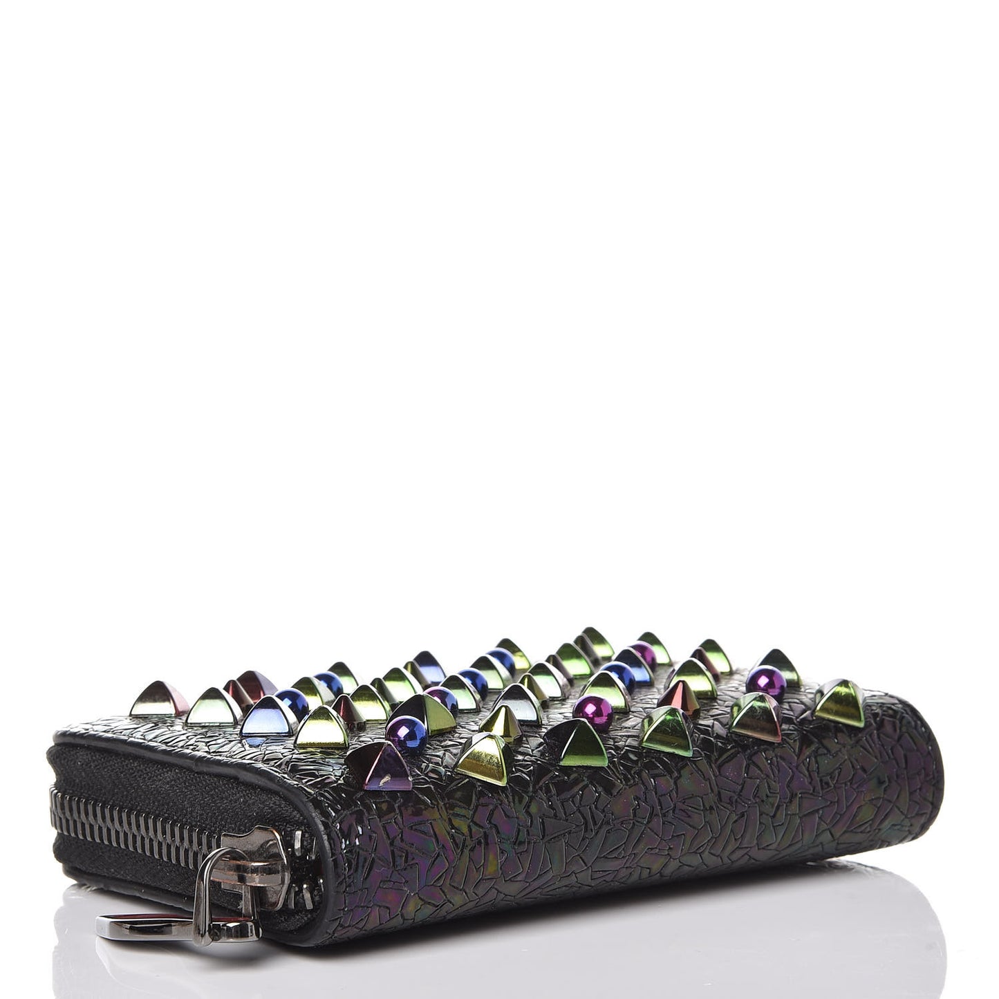 Metallic Patent Spikes Panettone Coin Purse Black Multicolor Metal