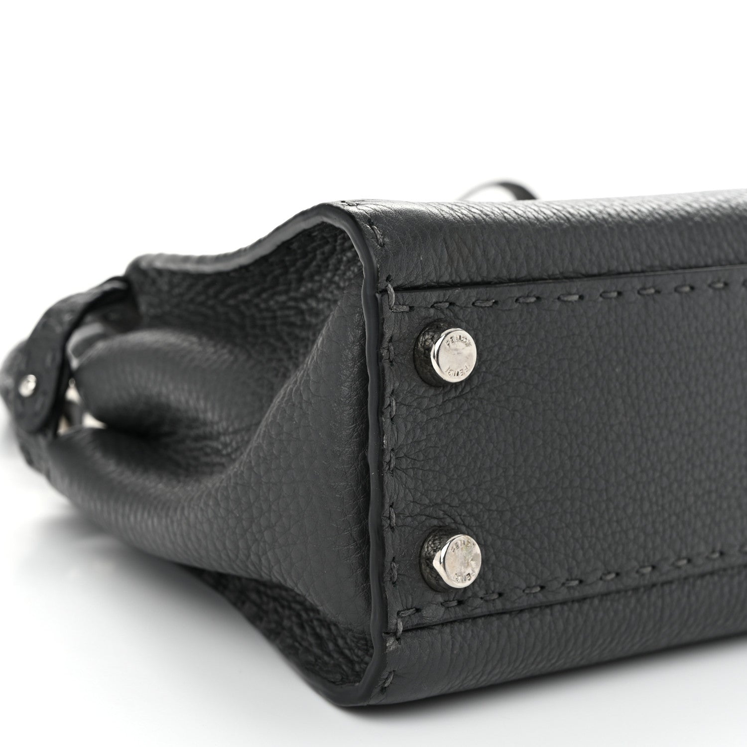 Fendi Cuoio Romano Selleria Bi-Color Mini Peekaboo Iconic Satchel Asfalto Latte 9 of 10