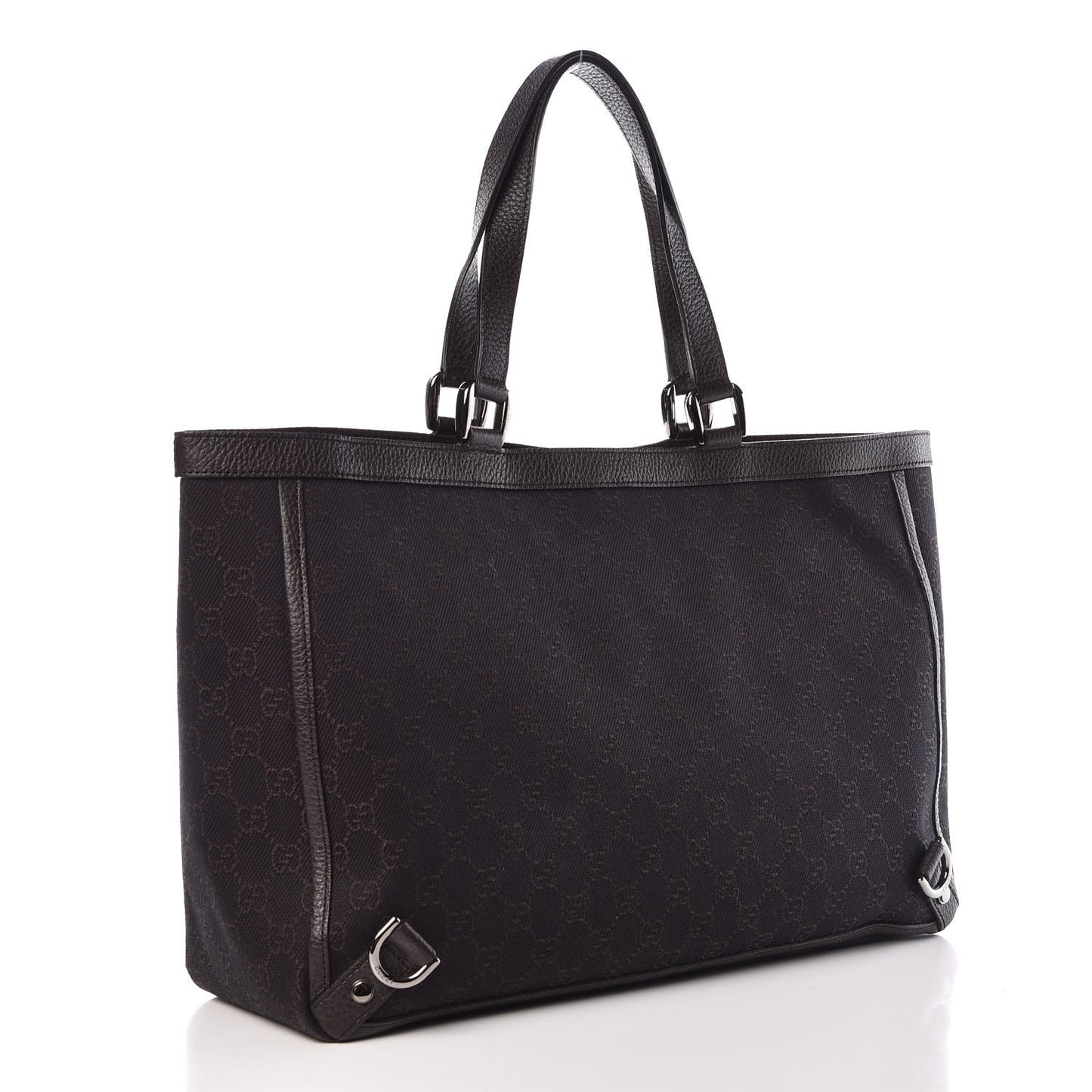 Denim Monogram Large Abbey Tote Dark Brown