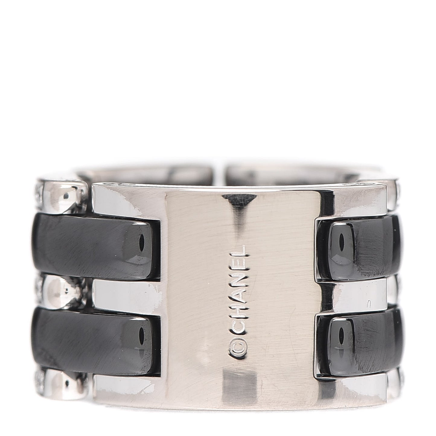 18K White Gold Ceramic Diamond Large Ultra Ring Black 52 6