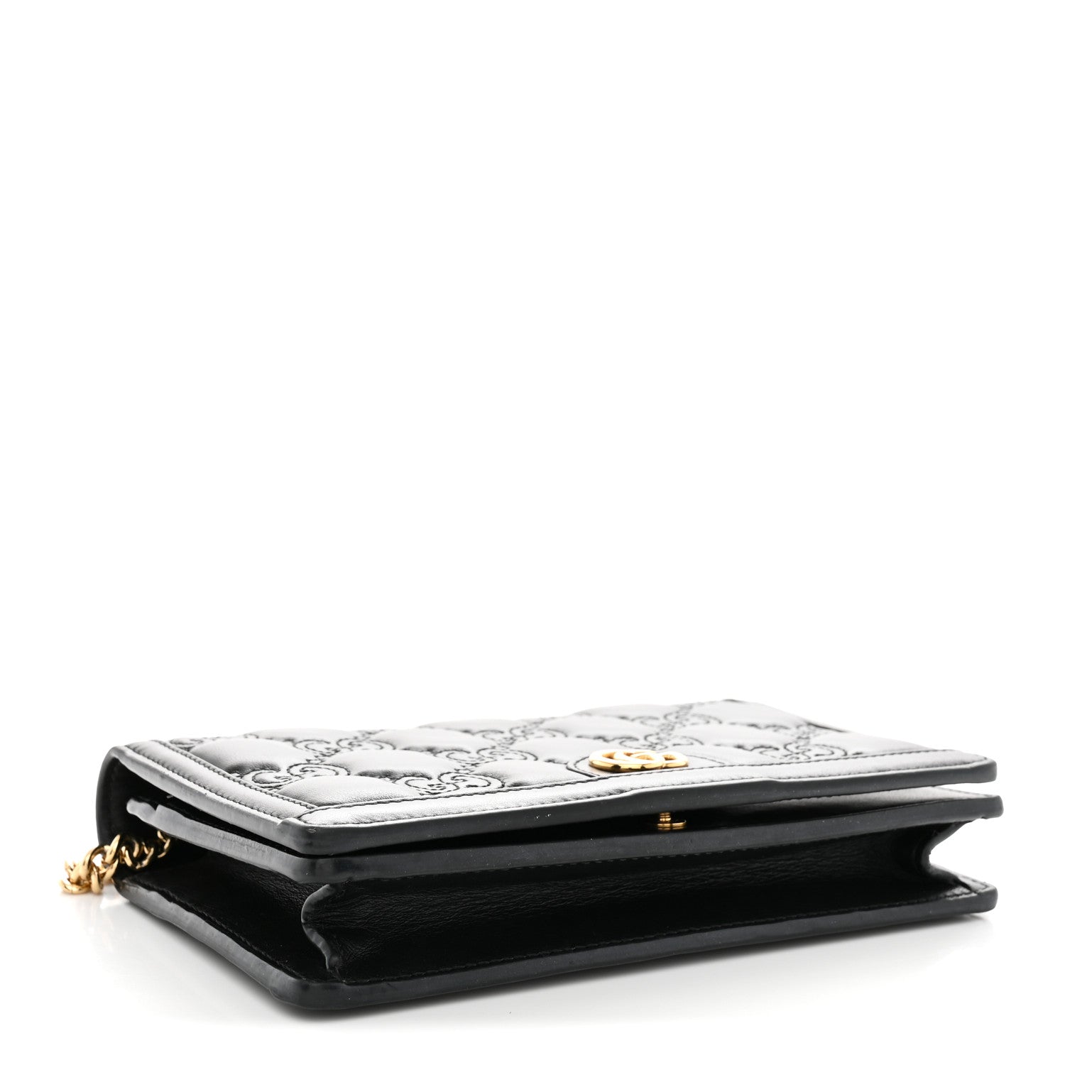 Gucci Calfskin GG Matelasse Chain Wallet Black 4 of 10