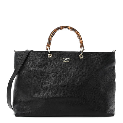 Gucci Pebbled Calfskin Large Bamboo Shopper Tote Black 1 of 9