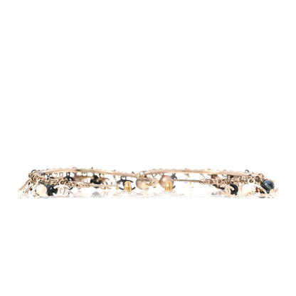 Chanel Crystal Bead CC Charm Hoop Earrings Black Gold Multicolor 3 of 4