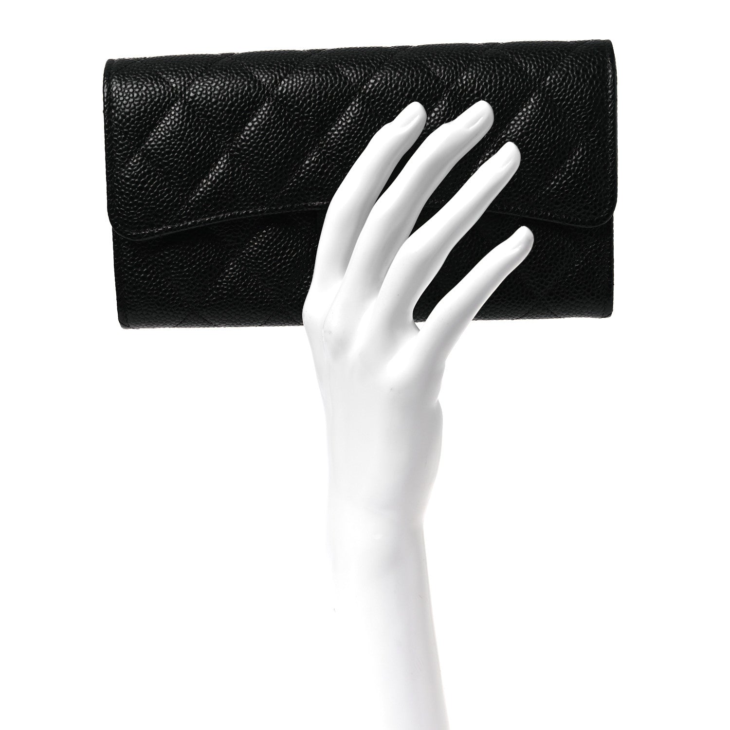 Chanel Caviar Quilted Large Gusset Flap Wallet Black 2 of 10