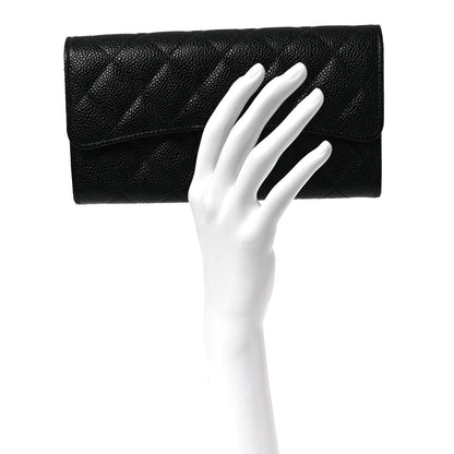 Chanel Caviar Quilted Large Gusset Flap Wallet Black 2 of 10