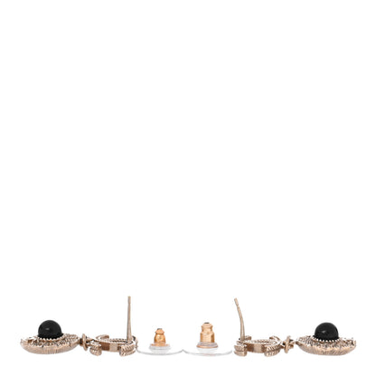 Chanel Bead Camelia CC Drop Earrings Gold Black 4 of 4