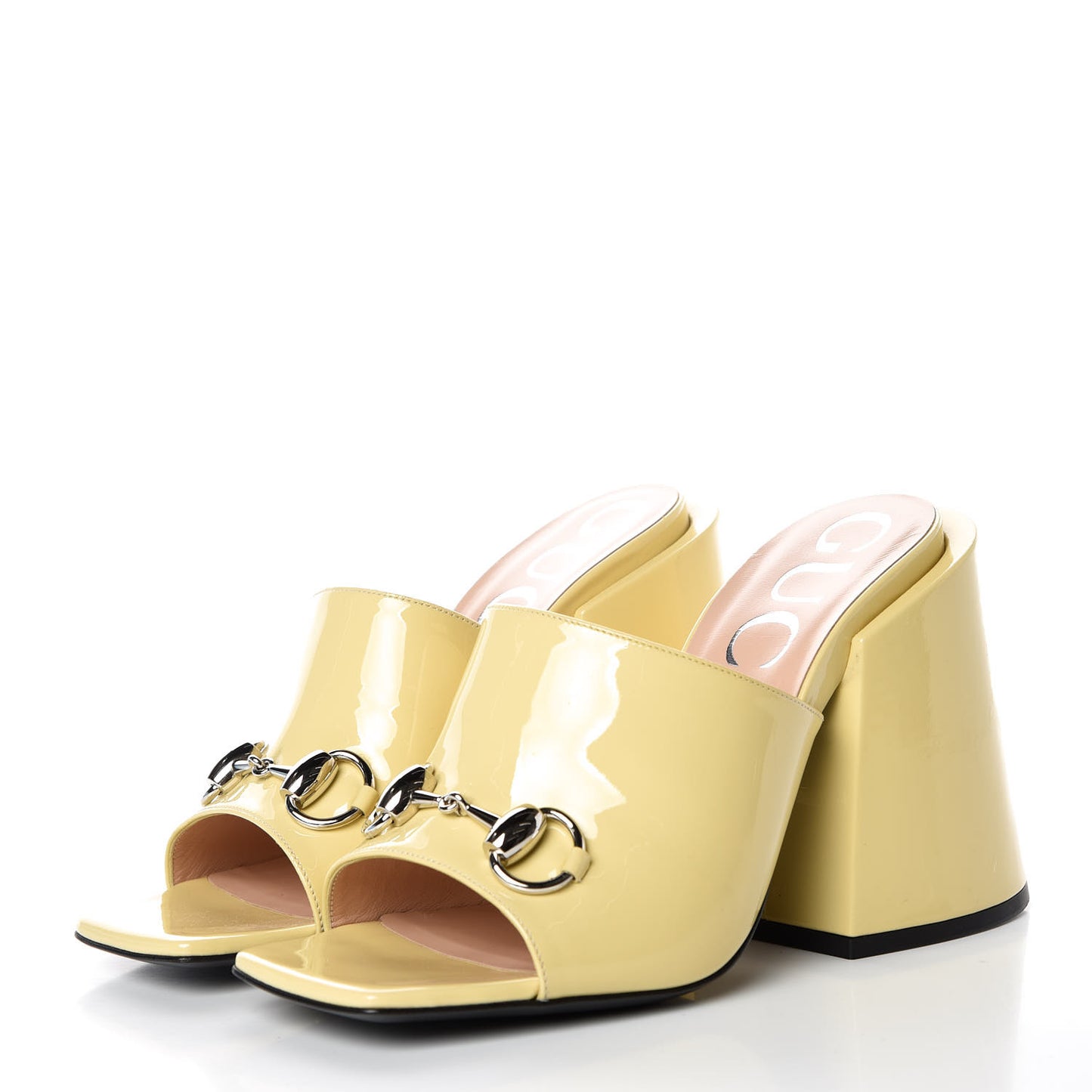 Patent Lexi Horsebit High-Heel Slide Sandals 37 Burro