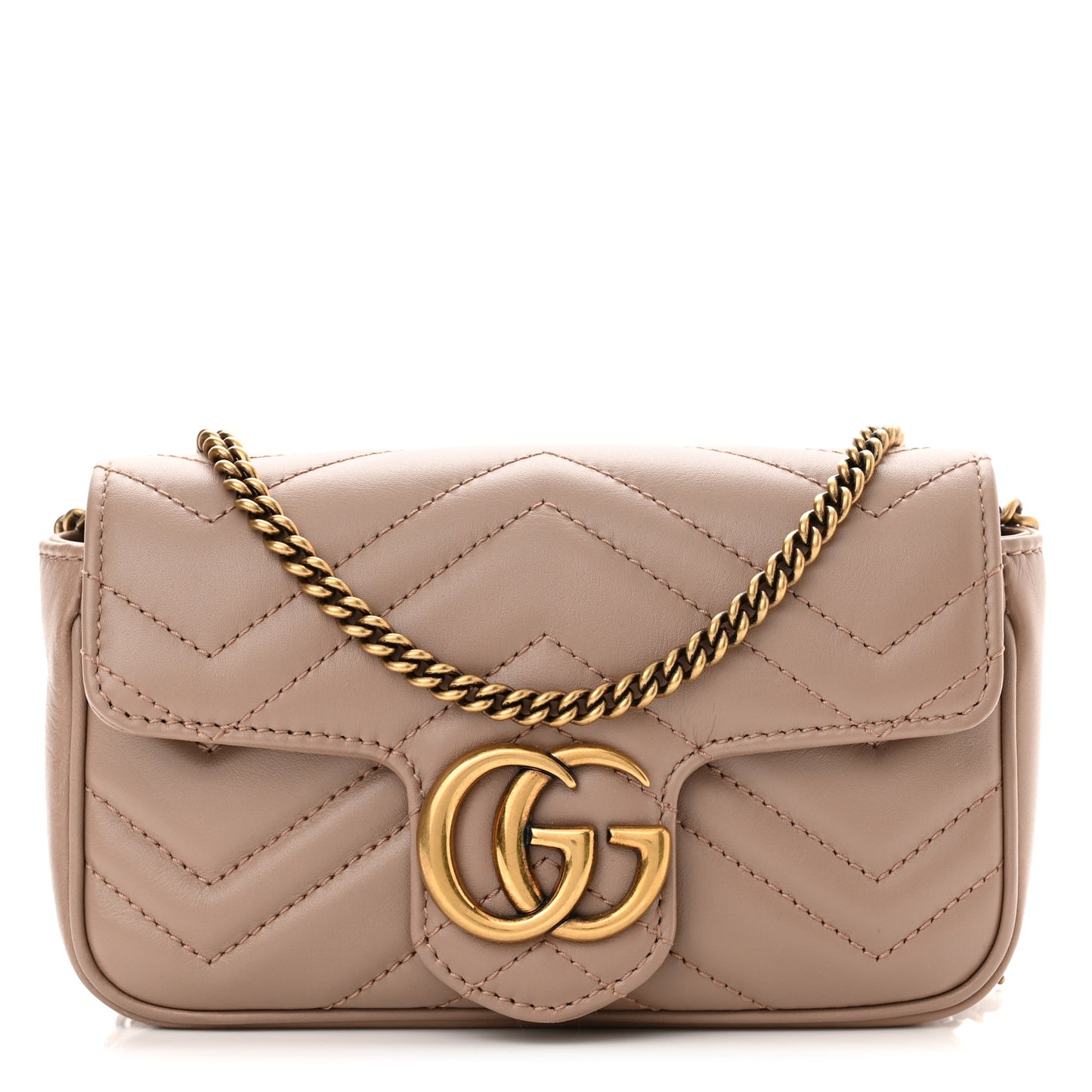 Calfskin Matelasse Super Mini GG Marmont Shoulder Bag Porcelain Rose
