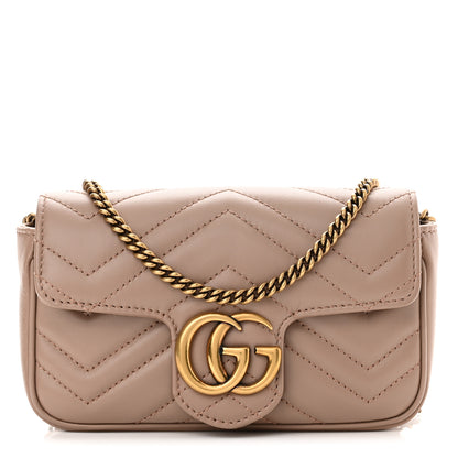 Gucci Calfskin Matelasse Super Mini GG Marmont Shoulder Bag Porcelain Rose 1 of 10