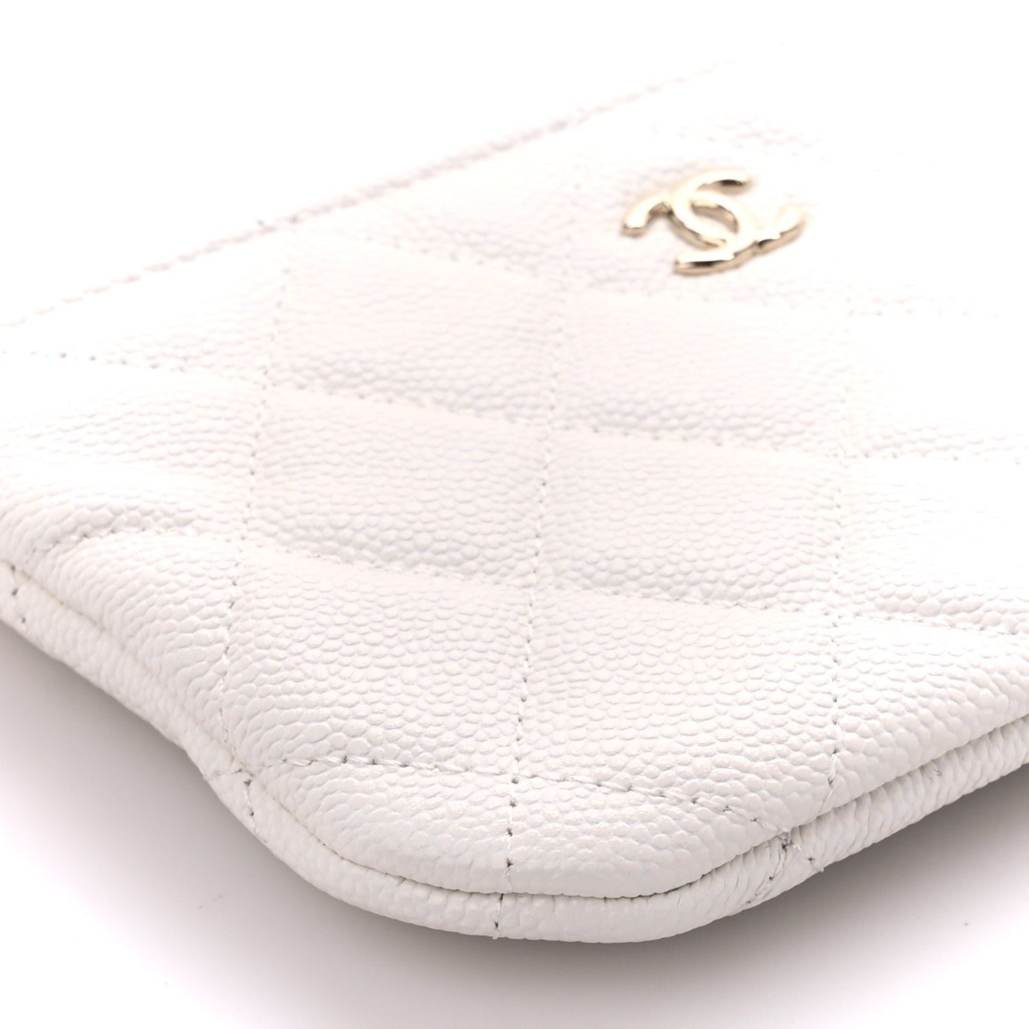 Chanel Caviar Quilted Small Cosmetic Case White 9 of 11