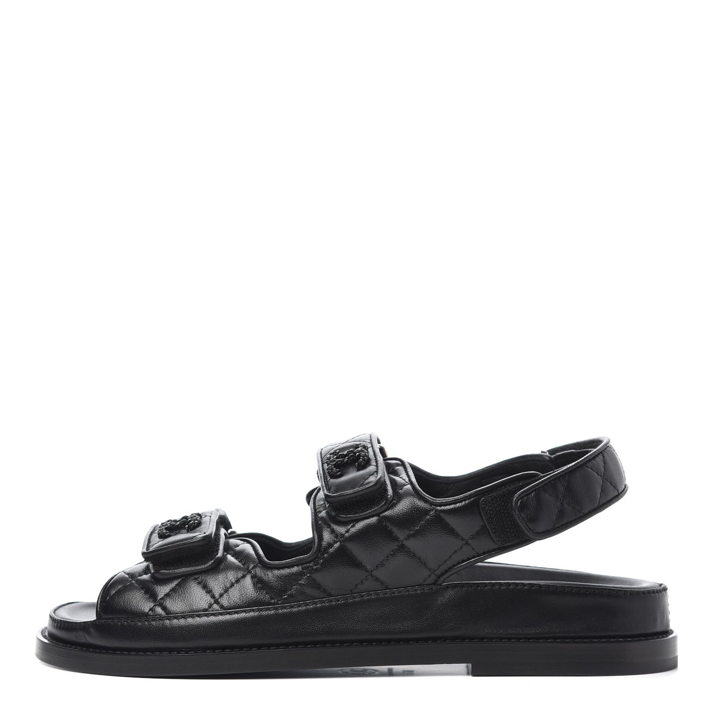 Lambskin Velcro Dad Sandals 36.5 Black