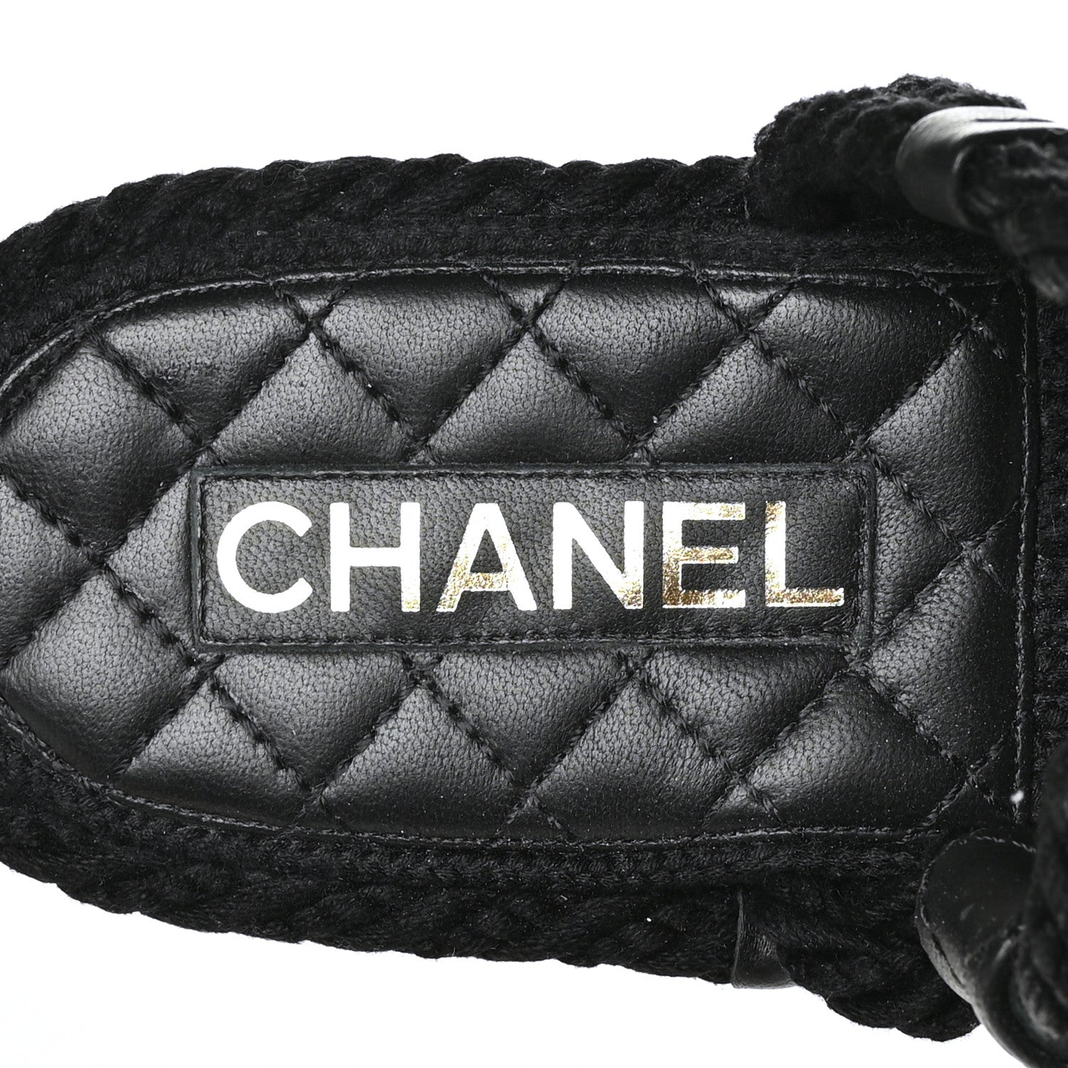 Chanel Cord Lambskin Quilted Logo Sandals 39 Black 7 of 8