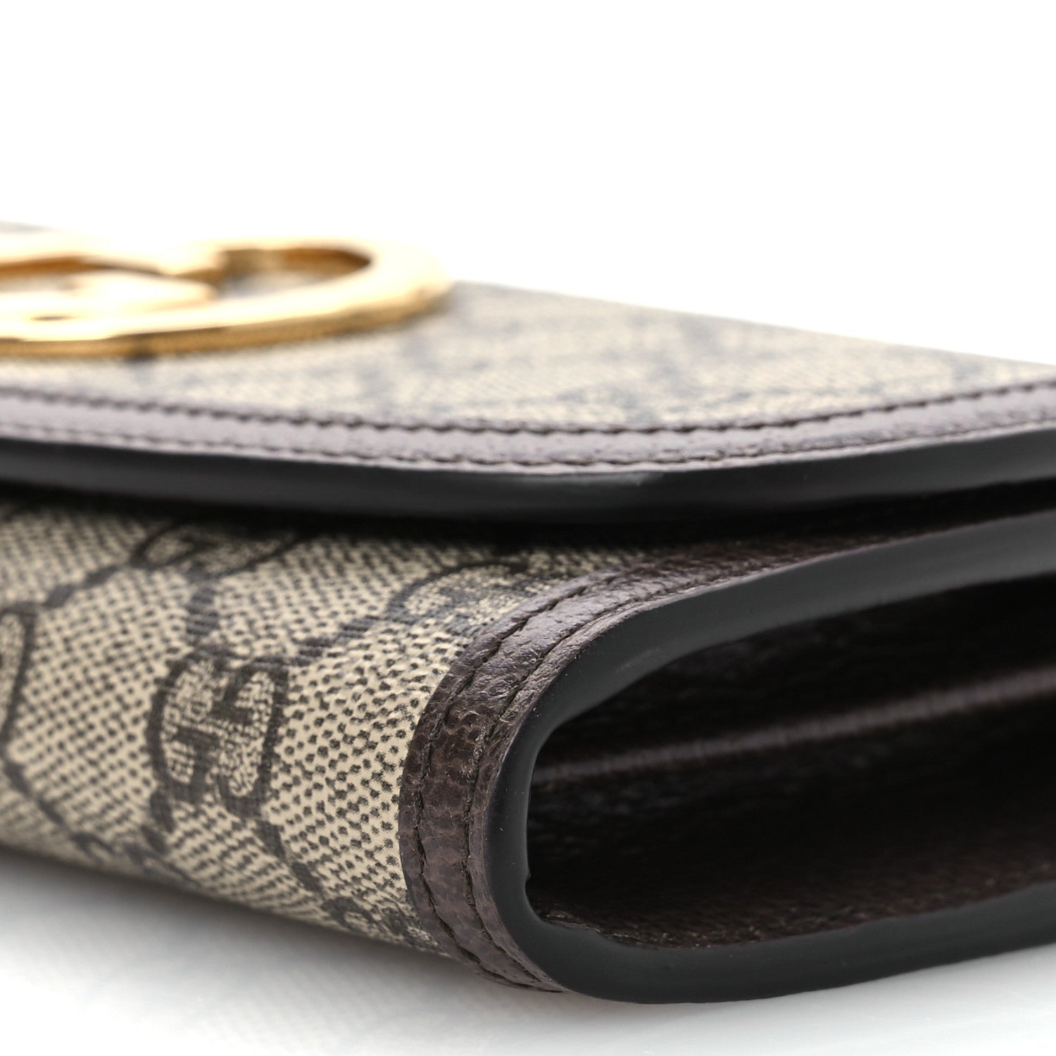 Gucci GG Supreme Monogram Textured Dollar Calfskin Blondie Continental Chain Wallet Beige Ebony New Acero 13 of 14