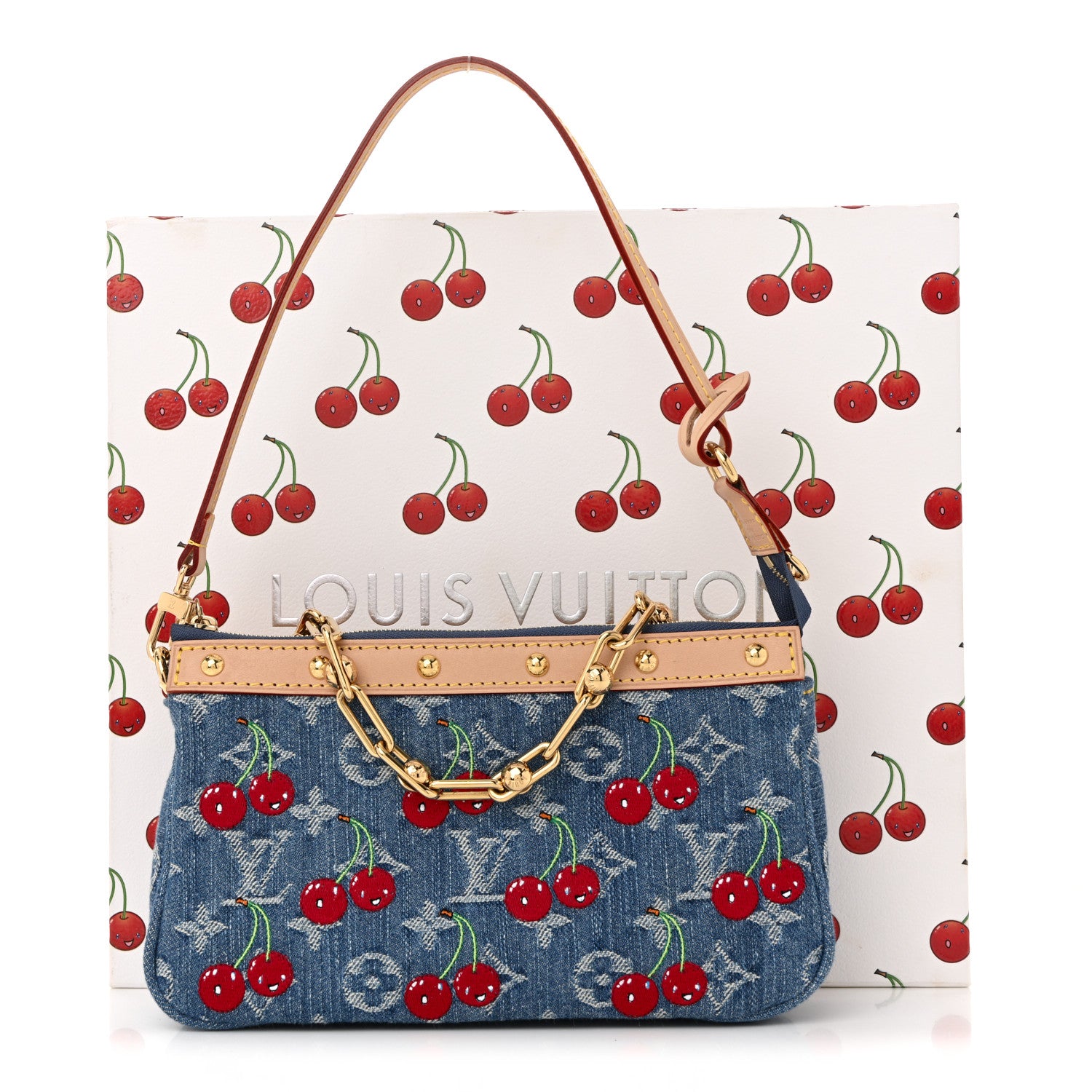 Louis Vuitton LV X TM Monogram Denim Cerises Pochette Accessories Blue 10 of 10