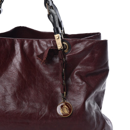 Lanvin Crinkled Lambskin Tote Black Burgundy 8 of 12