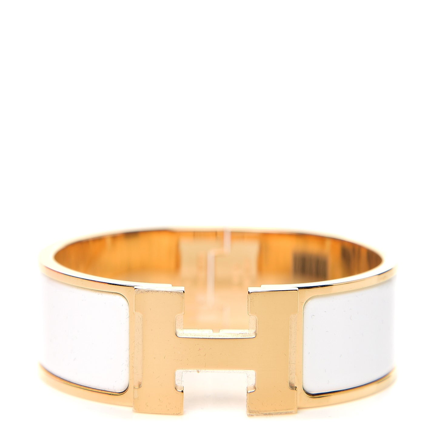 Enamel Wide Clic Clac H Bracelet PM White