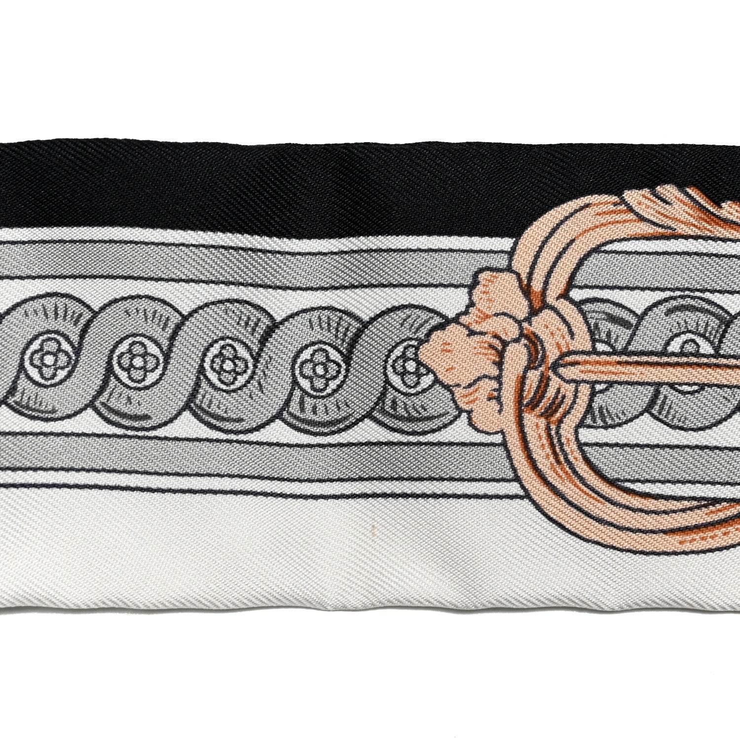 Hermes Silk Bride De Cour Twilly Black White Or Rose 5 of 5