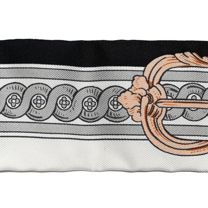 Hermes Silk Bride De Cour Twilly Black White Or Rose 5 of 5