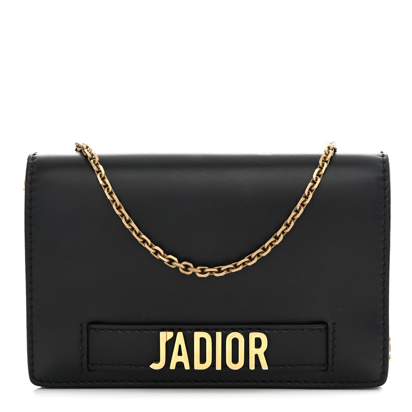 Calfskin J'Adior Wallet on Chain Pouch Black