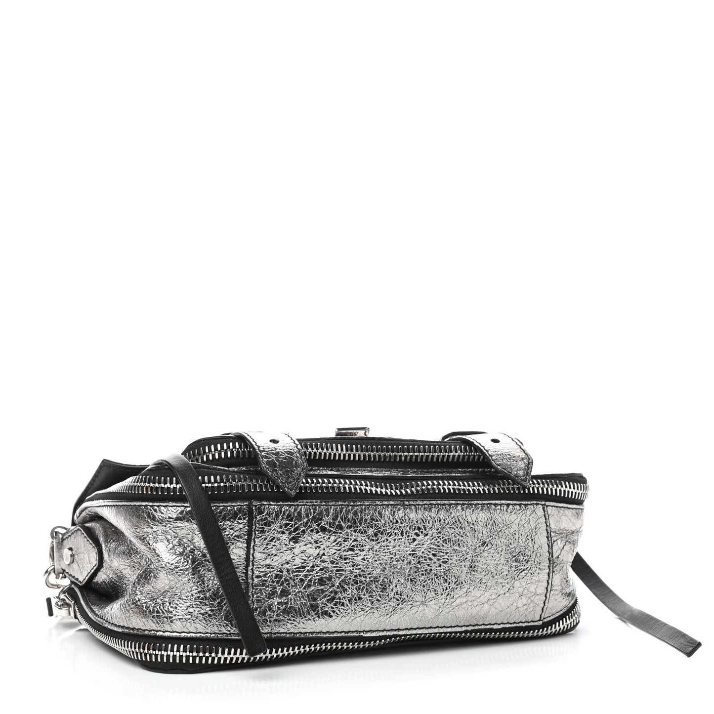 Metallic Lambskin PS1 Tiny Satchel Silver