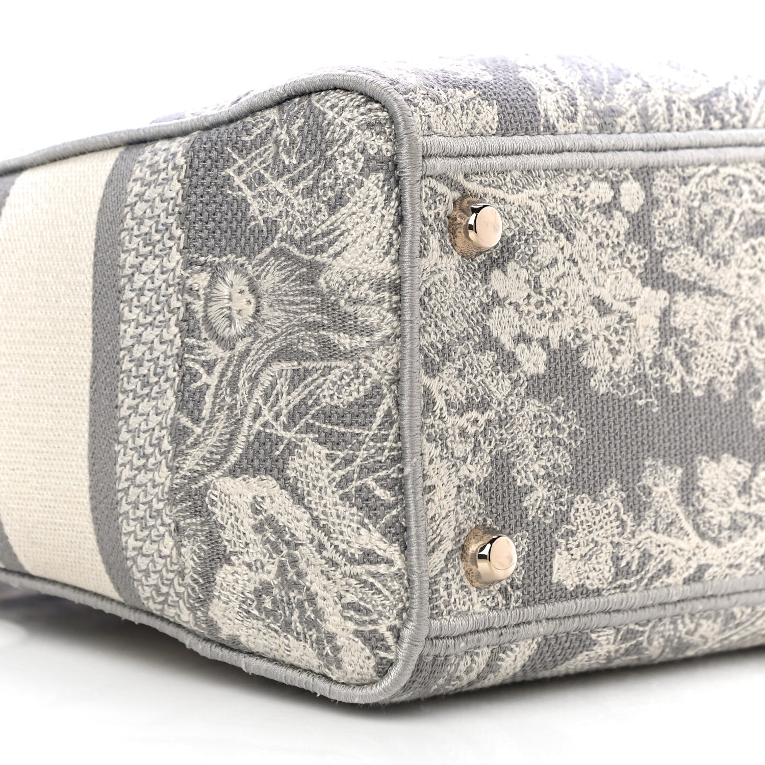 Christian Dior Canvas Toile De Jouy Reverse Embroidered Medium Lady D-Lite Gray 8 of 9