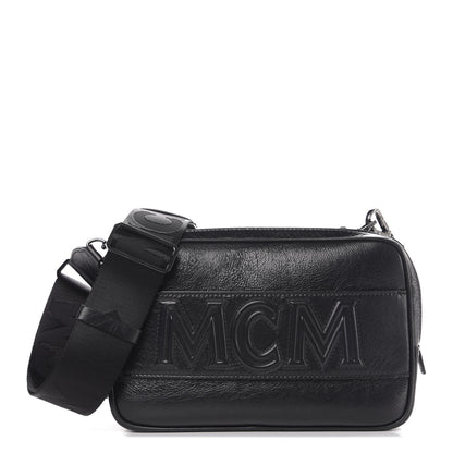 MCM Crushed Calfskin Logo Crossbody Bag Black 1 of 18